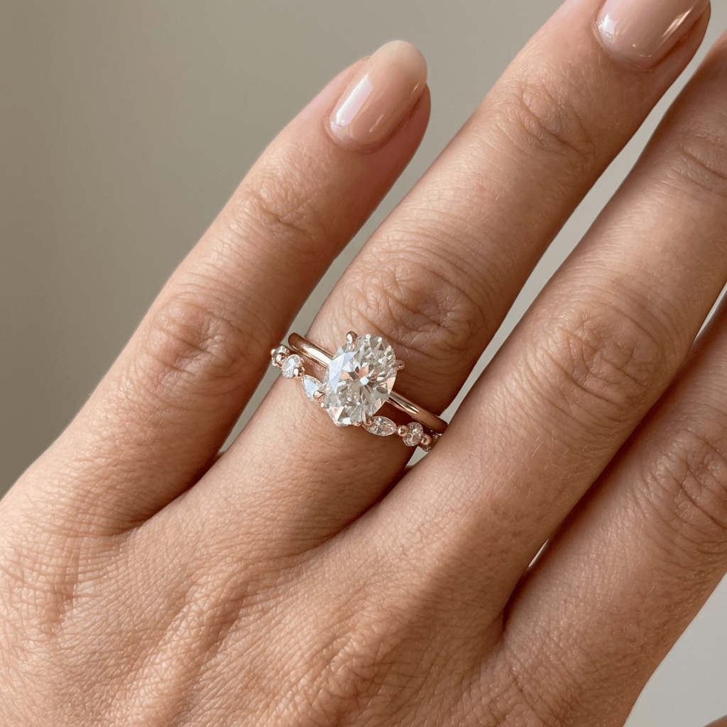 SET ANELLO MARQUISE OVALE IN Zirconia ORO