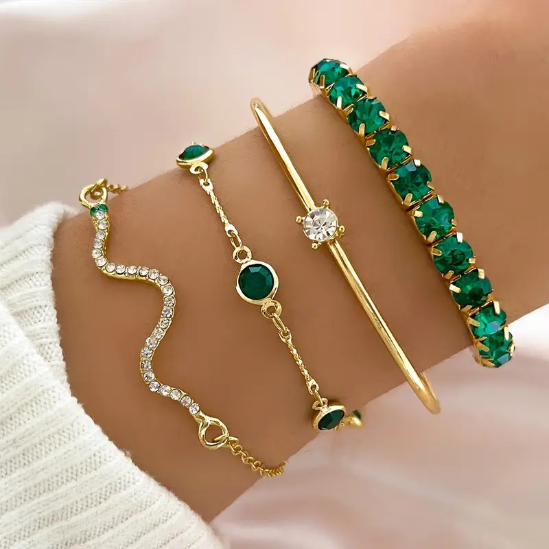 Set di Bracciali in Zirconia Verde Vintage