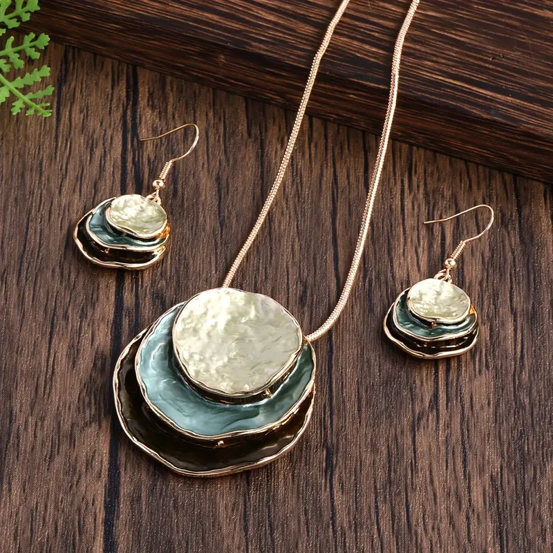 Set di Pietre Strato Blu Vintage (Collana + Orecchini)