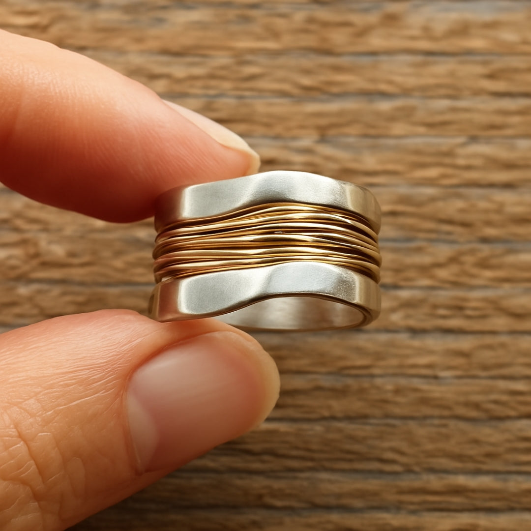 Anello con Fili color oro e color argento