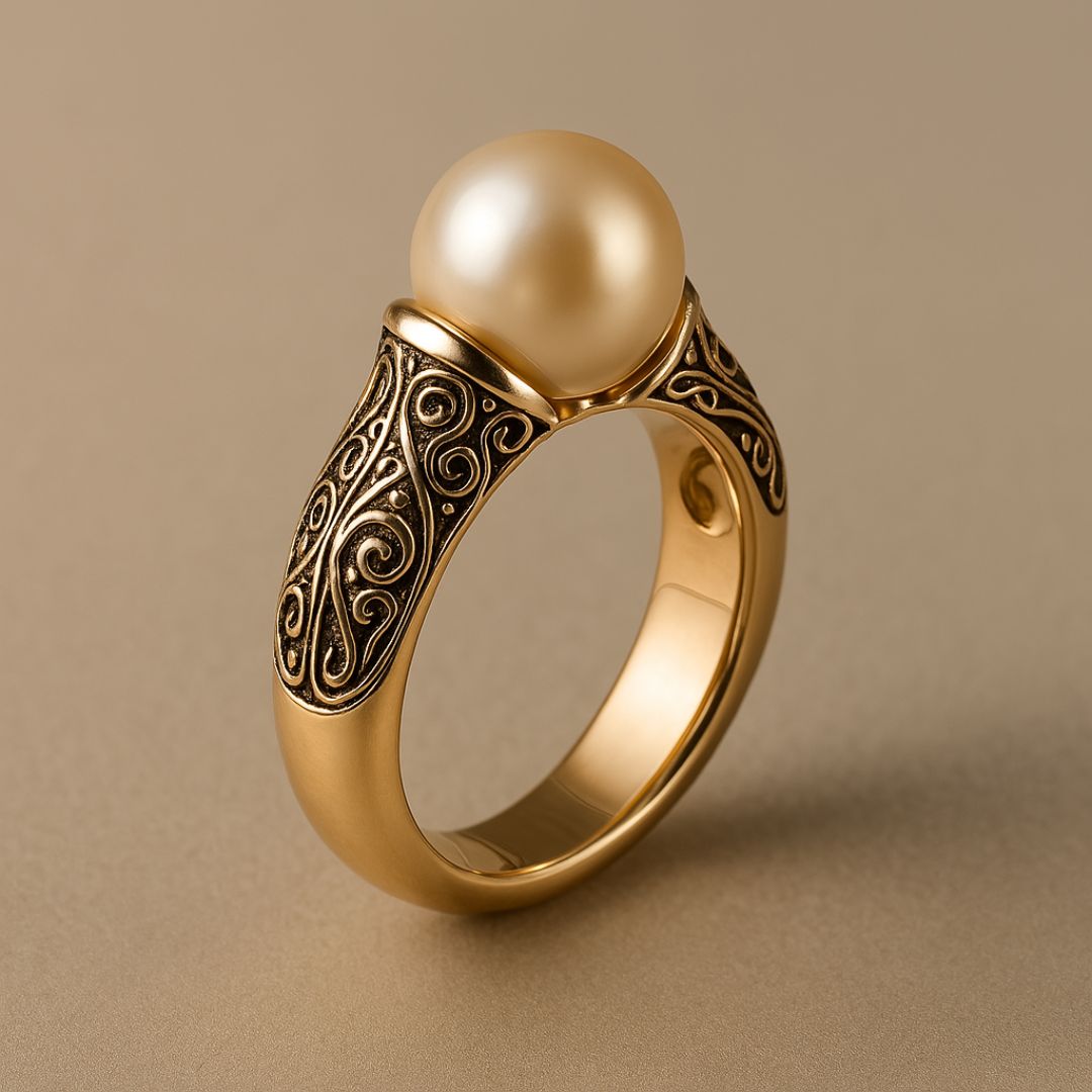 Anello Vintage in Perle Dorate