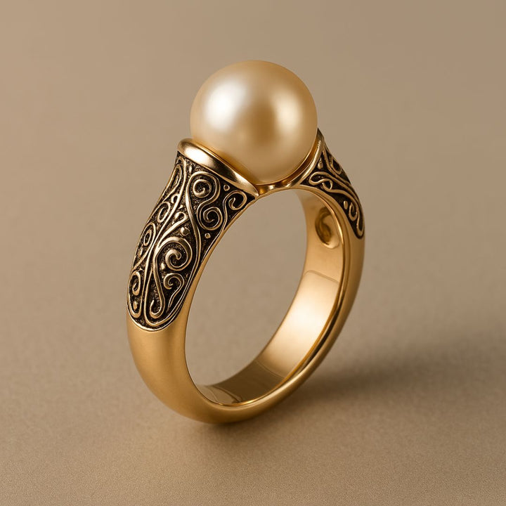 Anello Vintage in Perle Dorate
