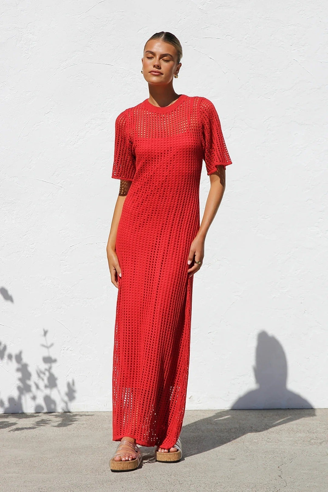 ESSENZIALE - Abito Maxi all'Uncinetto Airlie - Naturale