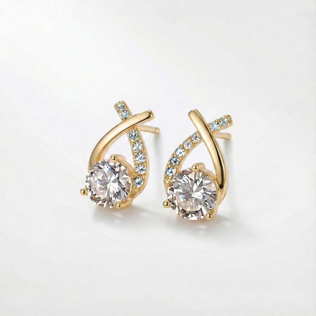 Orecchini D'Oro Con Croce E Zirconia