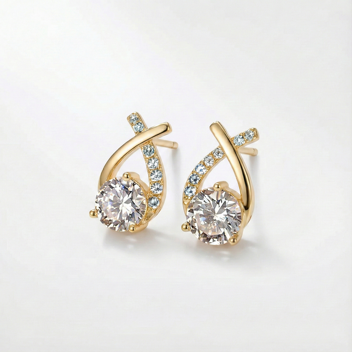 Orecchini D'Oro Con Croce E Zirconia