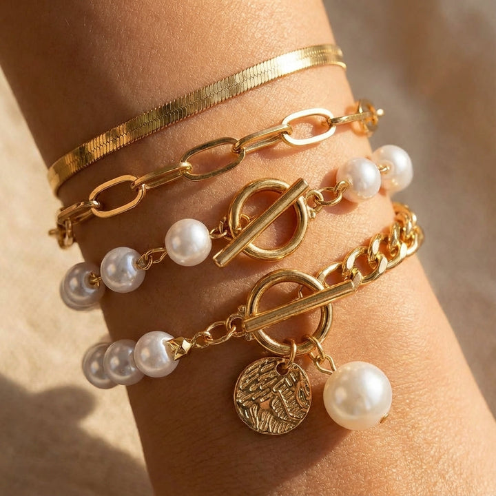 Set di Braccialetti di Perle Stratificate di Lusso