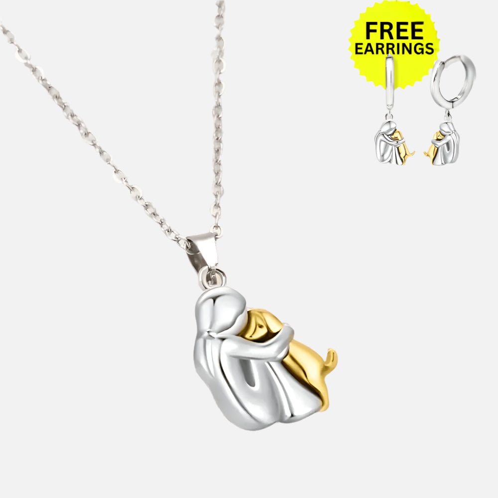 Collana con Pendente a Forma di Abbraccio con Orecchini in Omaggio – Offerta a Tempo Limitato
