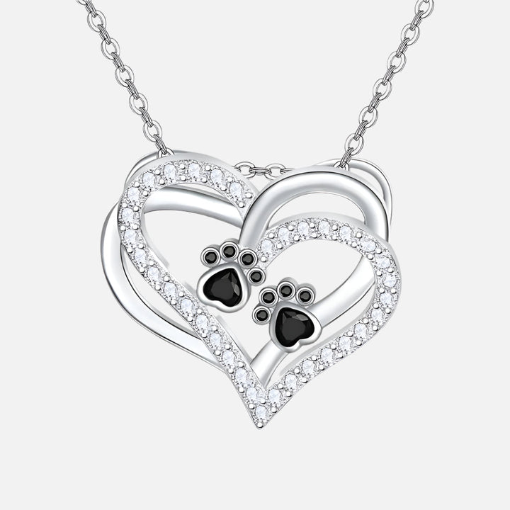 Collana a forma di cuore con impronta di zampa e zirconia