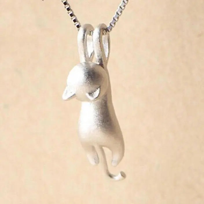 Collana Divertente con un Gattino color argento