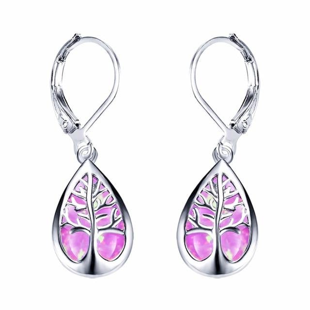 Orecchini Albero della Vita in Opale e color argento