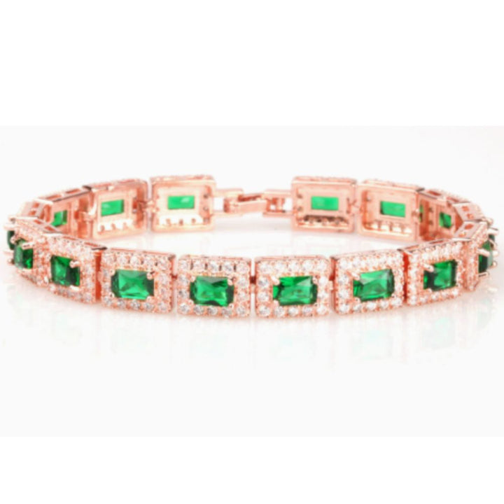 Bracciale D'oro Dichiarativo Verde Pietra Verde