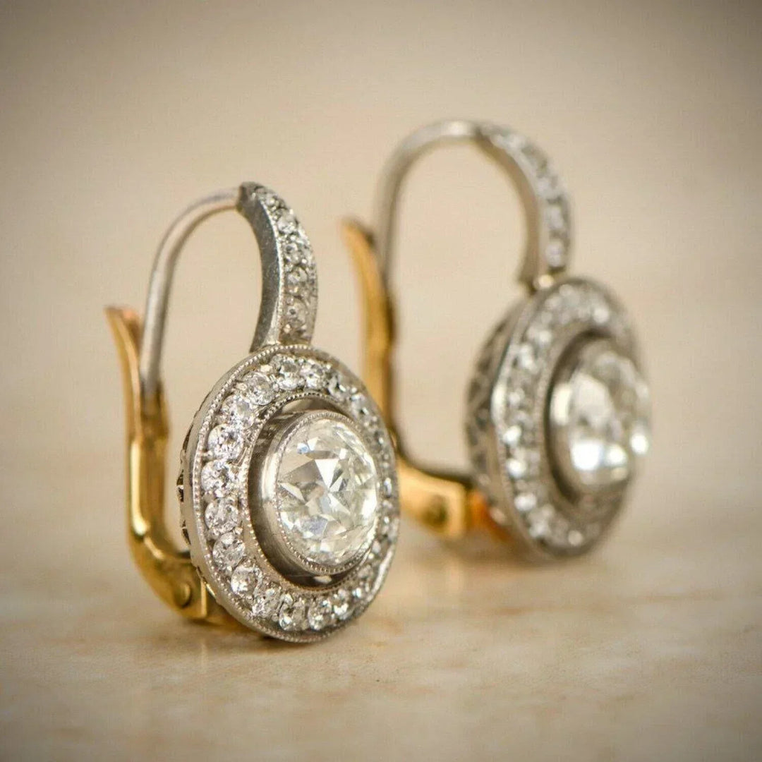 Orecchini Vintage color oro e color argento con Cristalli