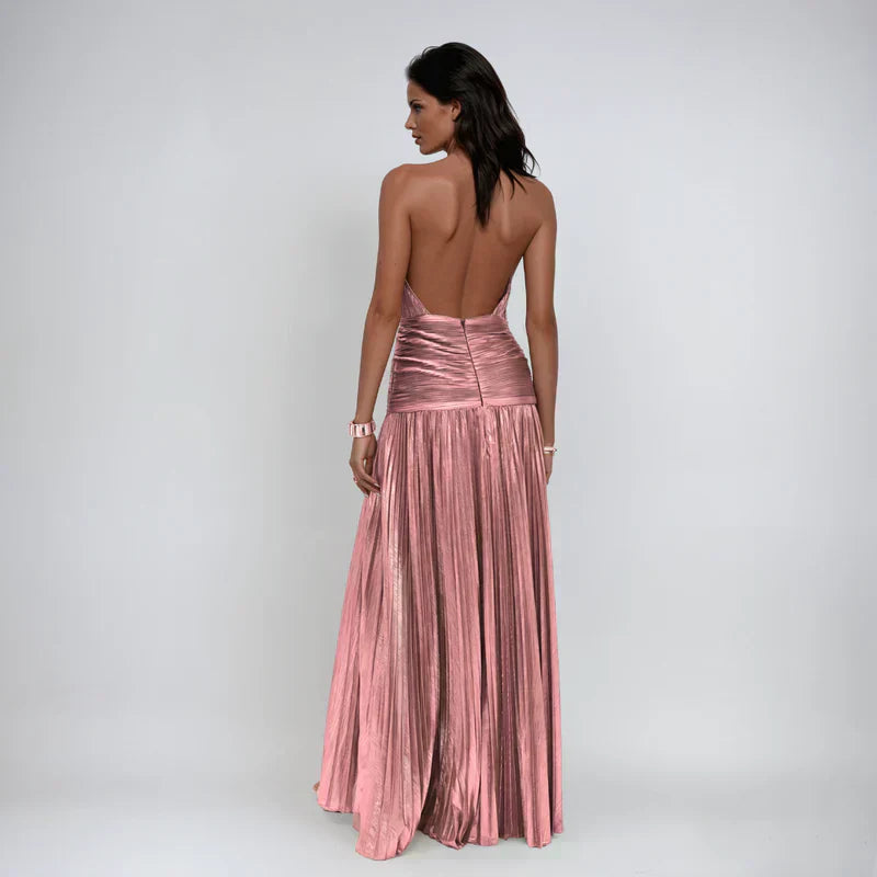 Emma | Vestito Halter Aperto sulla Schiena Metallico