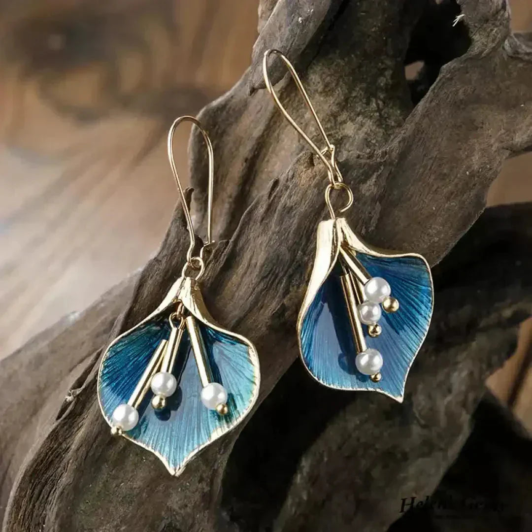 Orecchini color argento Vintage Blue Lotus