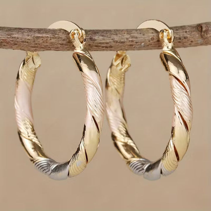 Orecchini Vintage a Cerchio Oro Argento e Rosa