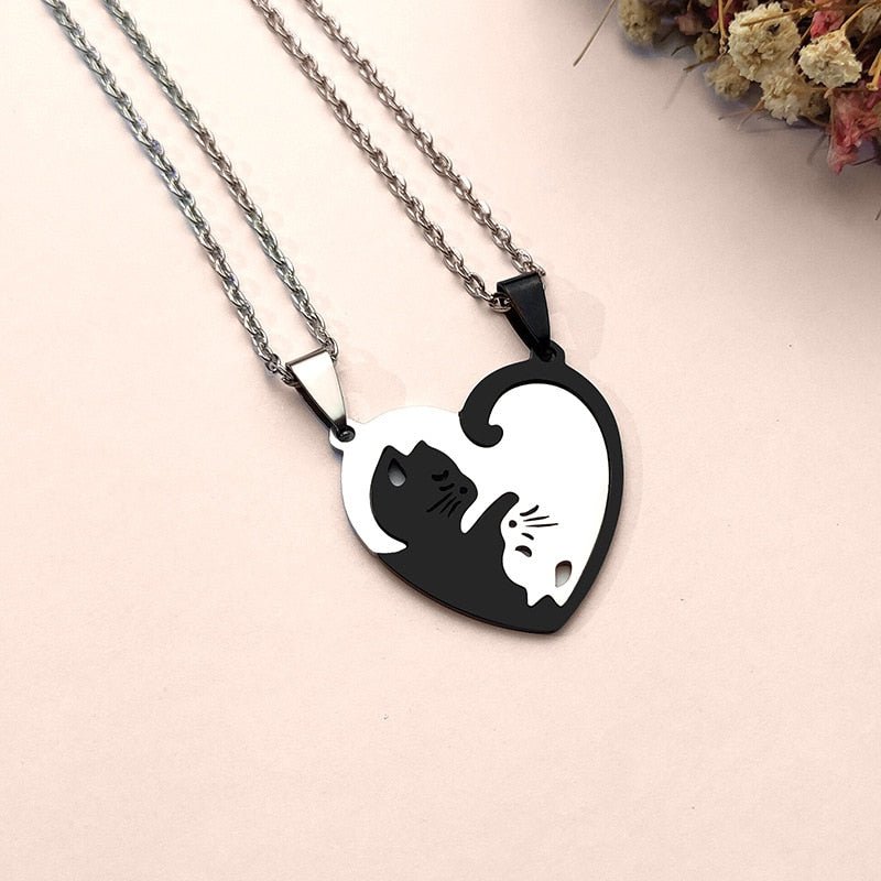 Collana amore gatto bianco e nero Ying Yang