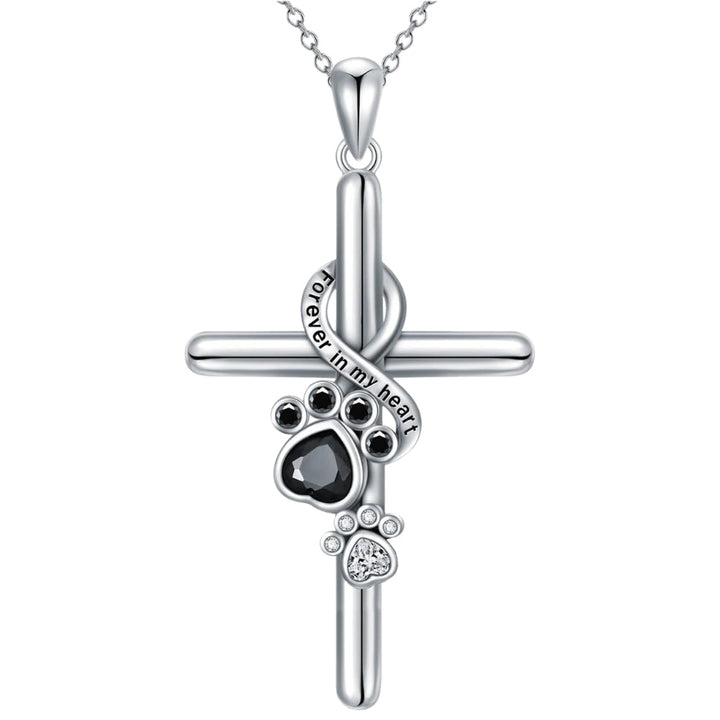 Collana color argento con Zampa e Croce